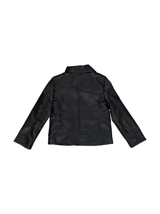 Birba Trybeyond Girls Leather Coat Black with Ηood