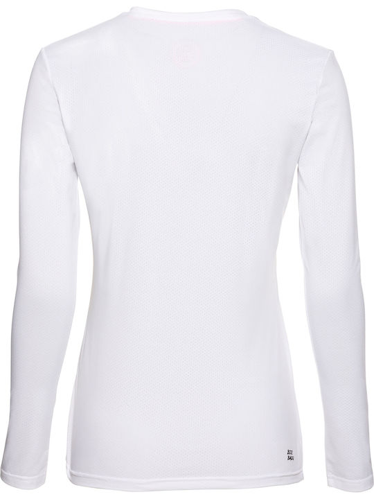 Damen Sport Langärmeliges Weißes Top