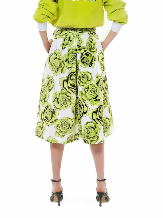 Ψηλόμεση Midi Φούστα Floral Λευκή
