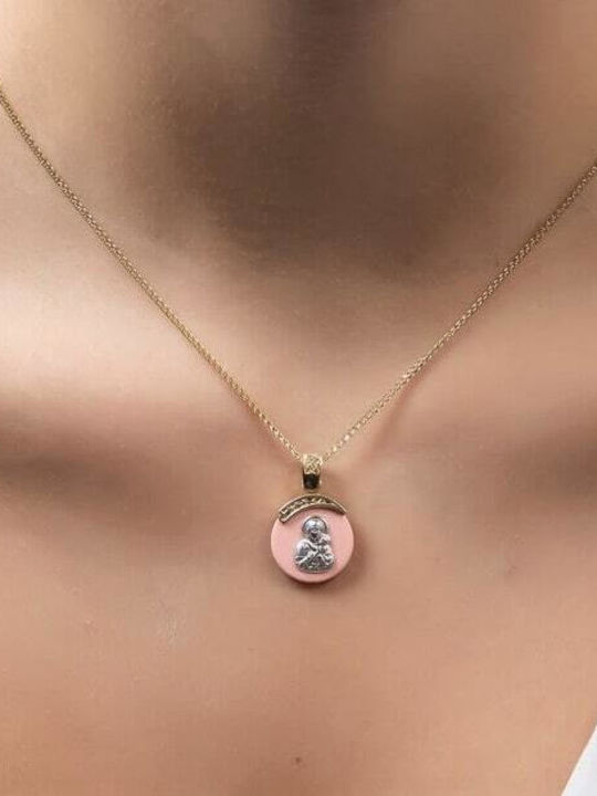 Eforo Pendant Kids Talisman with the Virgin Mary made of Gold 14K PA11400044