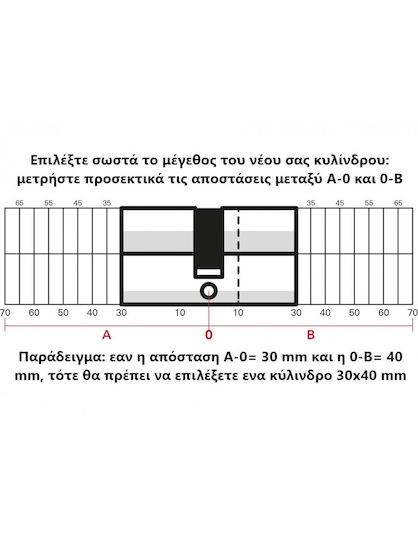 Thirard Lock Cylinder Security Half 100mm with 3 Keys Silver