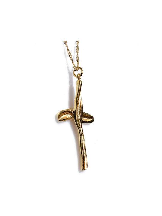 Bizoutaki Cross from Gold Plated Silver with Chain