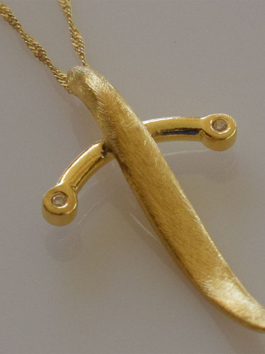 Bizoutaki Kreuz aus Vergoldetem Silber mit Kette