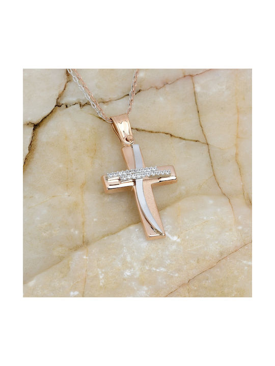 Ioannou24 Damen Gold Kreuz 14K mit Kette