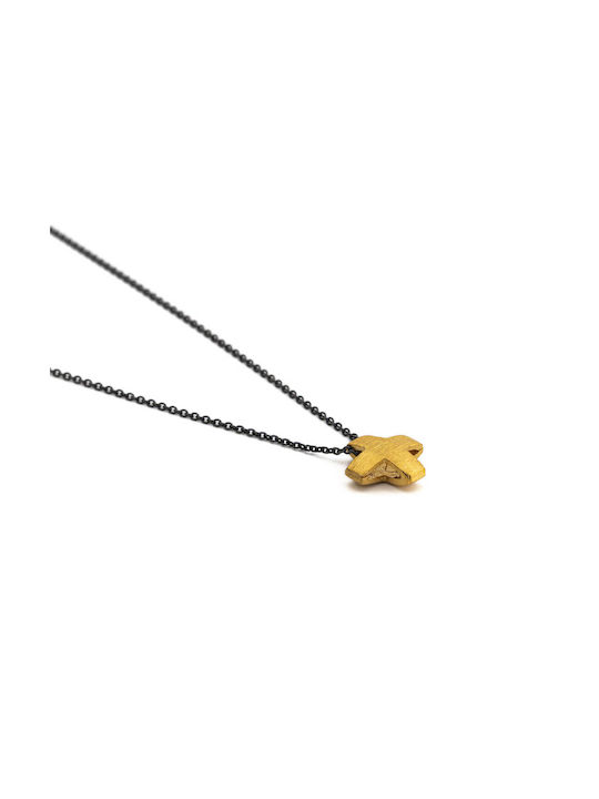 George Art Jewels Σταυρός από Επιχρυσωμένο Ασήμι με Αλυσίδα