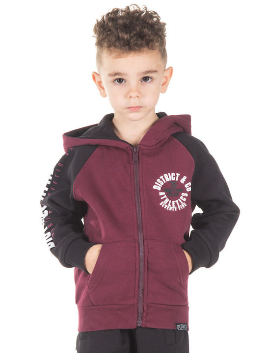 Kids Sweatshirt Cardigan with Hood Burgundy