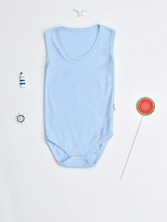 Potre Baby Bodysuit Set Sleeveless Light Blue