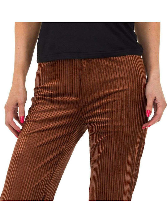 Damen Stoff Hose Gestreift Braun