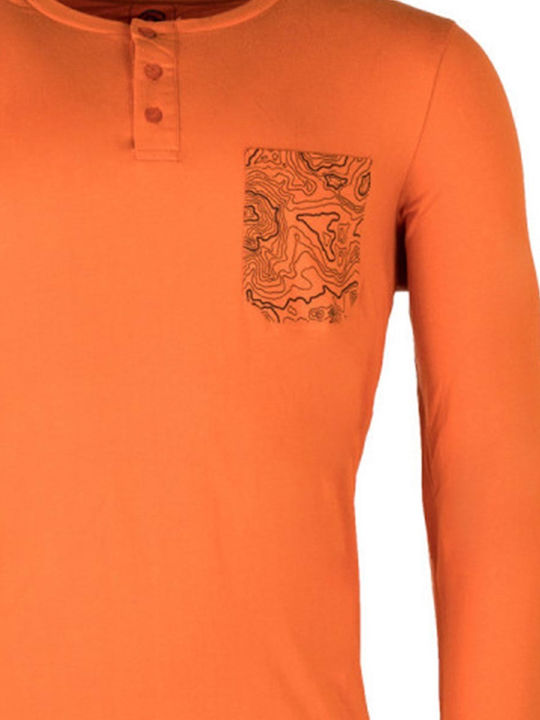 Northfinder Men's Short Sleeve T-shirt with Buttons Orange