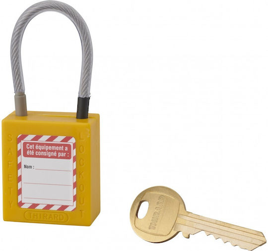 Thirard Plastic Padlock with Cable with Key 38mm Yellow 1pcs
