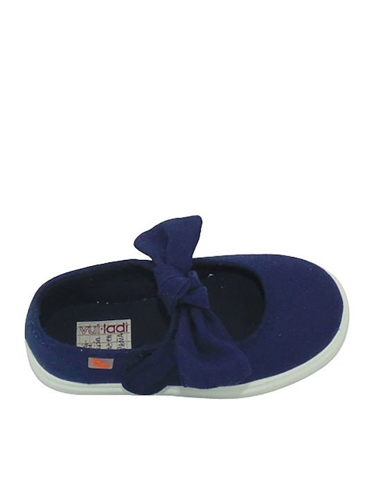 Παιδικές Μπαλαρίνες mit Bügel- und Schleifenverschluss Stoff Blau