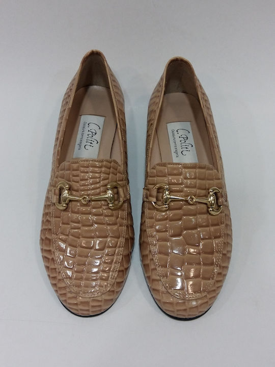 Δερμάτινα Γυναικεία Loafers σε Μπεζ Χρώμα