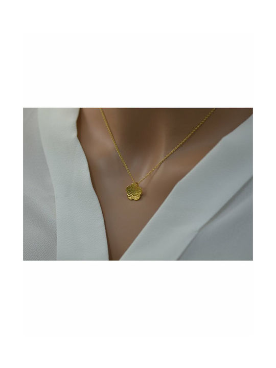 Paraxenies Halskette mit Design Blume aus Vergoldet Silber