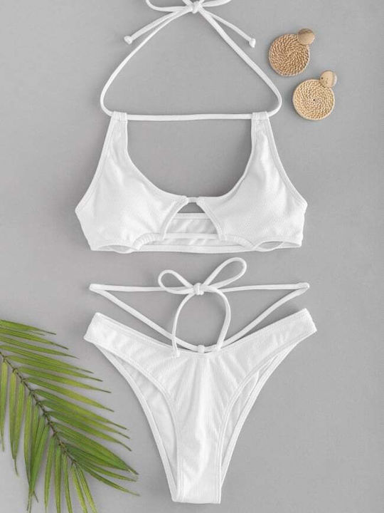Set Bikini Cu Burete Detașabil Alb