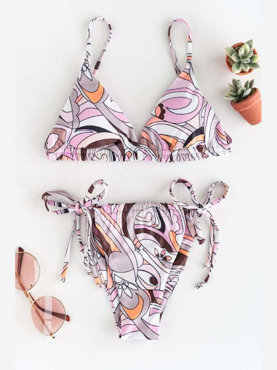 Set Bikini 3 Τεμαχίων Τριγωνάκι Ροζ