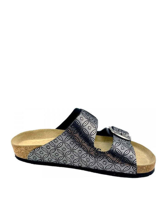 Leather Women's Flat Sandals Anatomic in Black Color