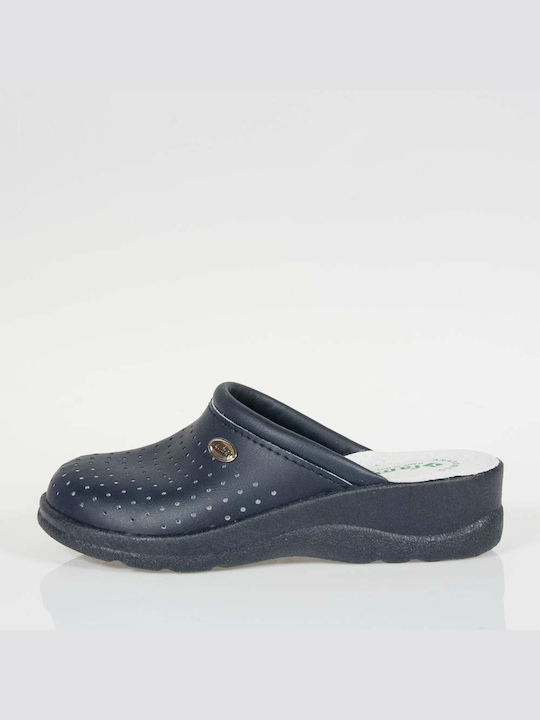 FAME Anatomic Leather Women's Slippers Blue