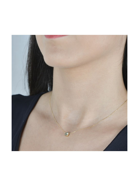 Necklace from White Gold 14K with Zircon