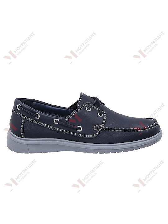 Imac Men's Leather Boat Shoes Blue