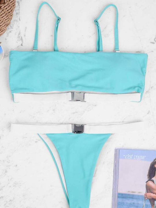 Set Bikini with Removable Padding Brazil Light Blue