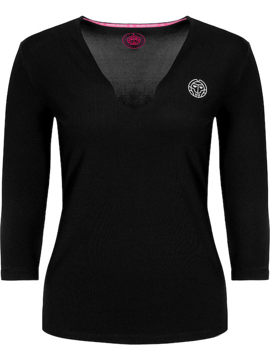 Bidi Badu Women's Athletic Blouse with V Neckline Black