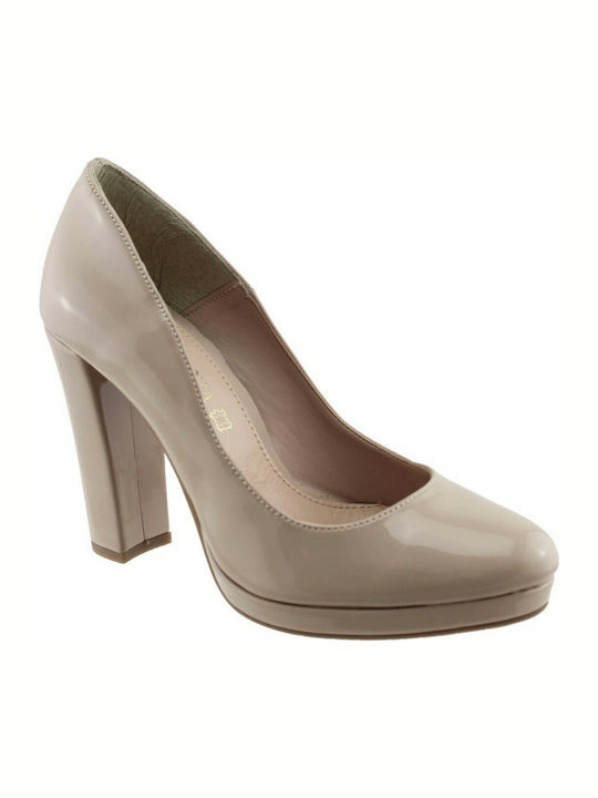 Stefania Patent Leather Beige Heels