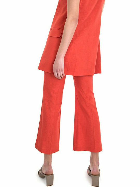 Women's Fabric Capri Trousers Red