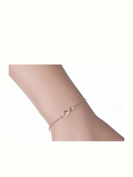 Paraxenies Bracelet with design Infinity made of Silver Gold Plated with Zircon