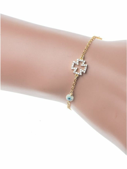 Paraxenies Bracelet Chain with Cross design made of Silver Gold Plated with Zircon