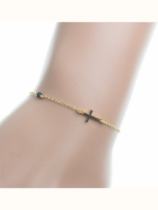 Paraxenies Bracelet Chain with Cross design made of Silver Gold Plated with Zircon