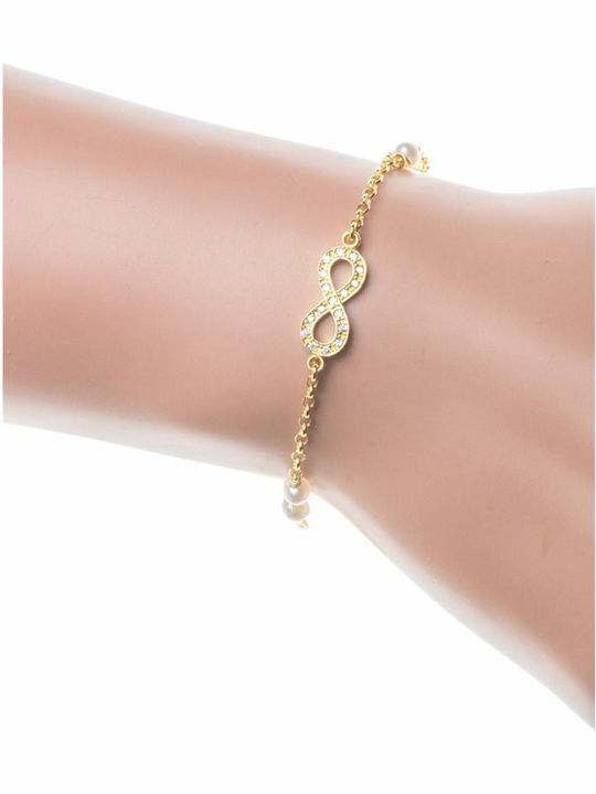 Paraxenies Bracelet Chain with design Infinity made of Silver Gold Plated with Zircon