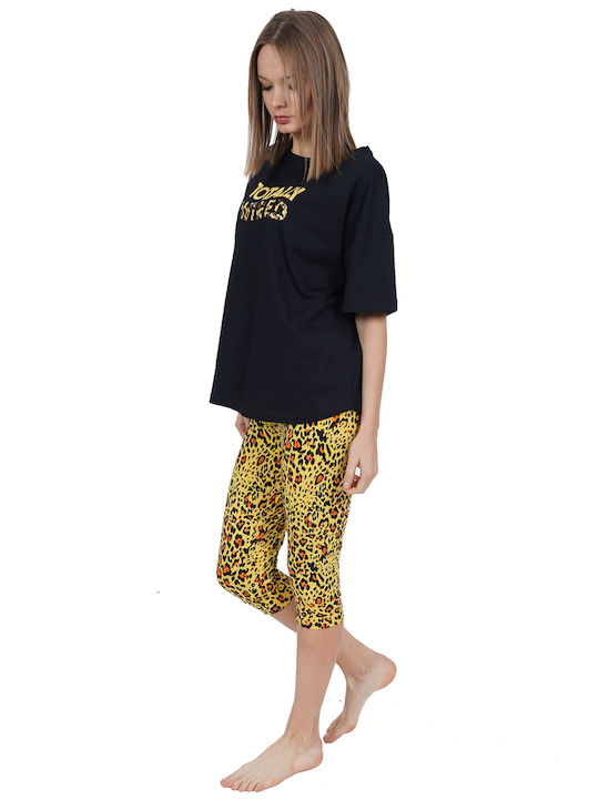 Vienetta Secret Summer Women's Pyjama Set Cotton Black