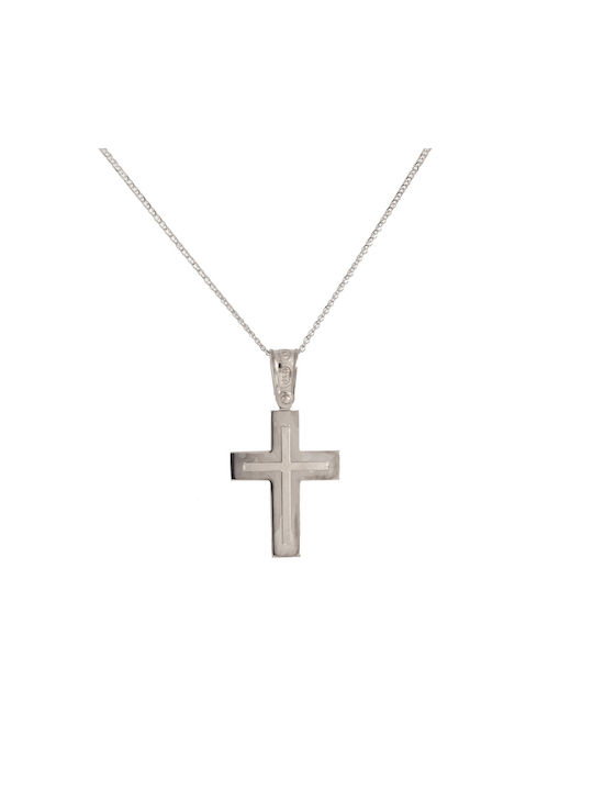 Papadopoulos Gold Men's White Gold Cross 14K with the Crucified