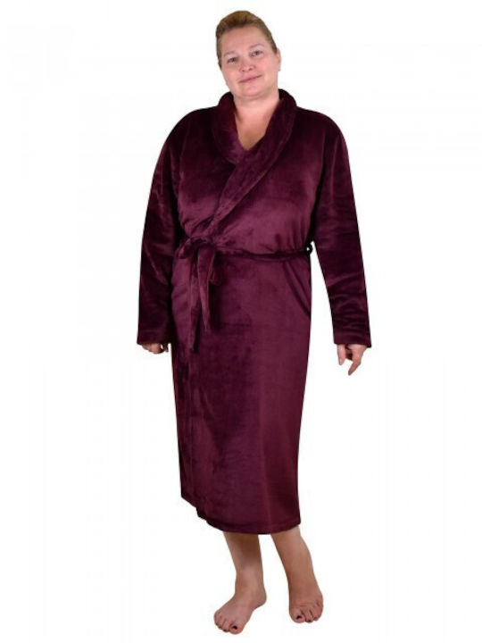 Relax Lingerie Winter Damen Vlies Robe Burgundisch