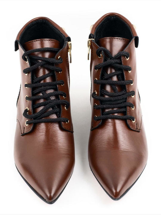 Leather Women's Ankle Boots Tabac Brown