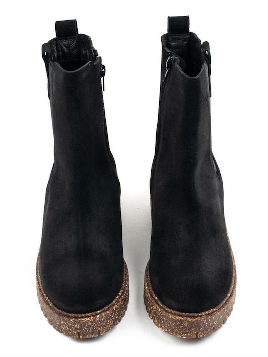 Ghete dama Chelsea din piele Negru