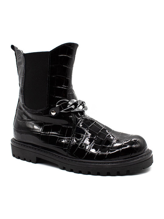 Anatomical Leather Kids Boots with Zipper Black