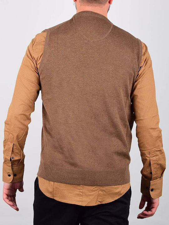 Fynch Hatton Men's Long Sleeve Sweater with V-Neck Brown