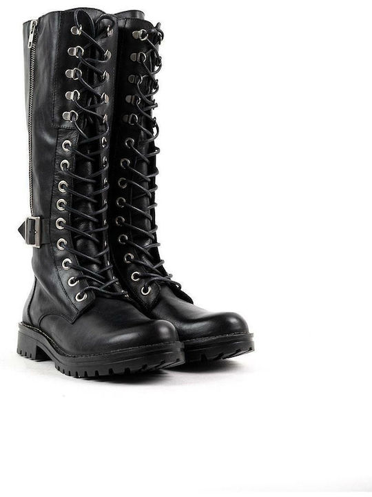 Chacal Leather Women's Boots with Zipper / Laces Black