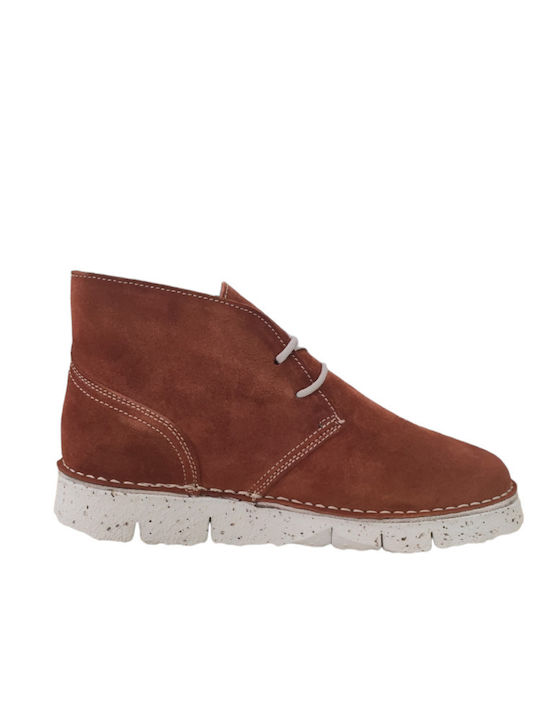 Leather Women's Ankle Boots Platform Brown