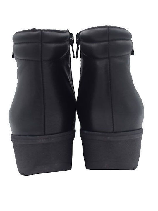 Leder Stiefeletten Damen Schwarz