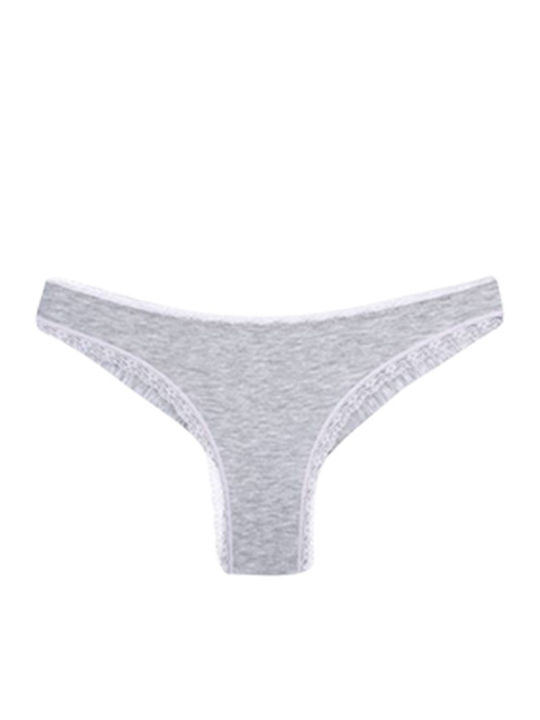 Βαμβακερά Damen Brasilien 3Pack mit Spitze Grey-beige-coral.