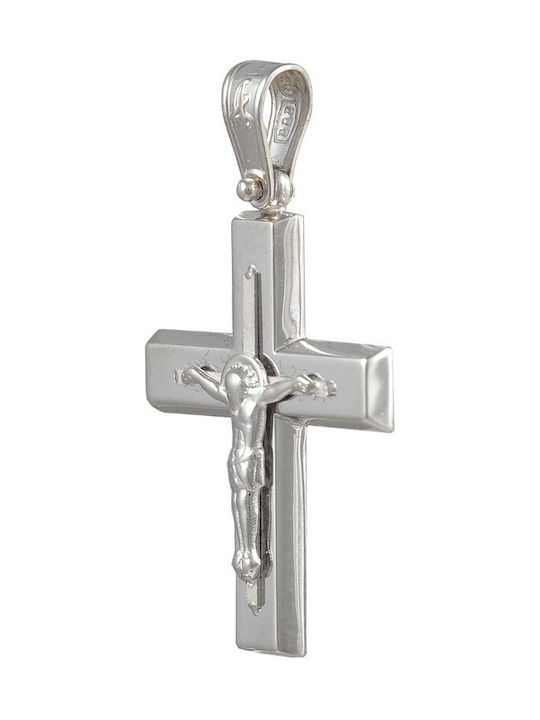 Men's White Gold Cross 14K with the Crucified