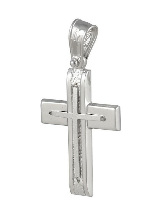 Men's White Gold Cross 14K