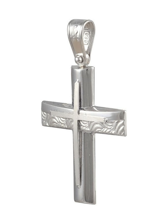 Men's White Gold Cross 14K