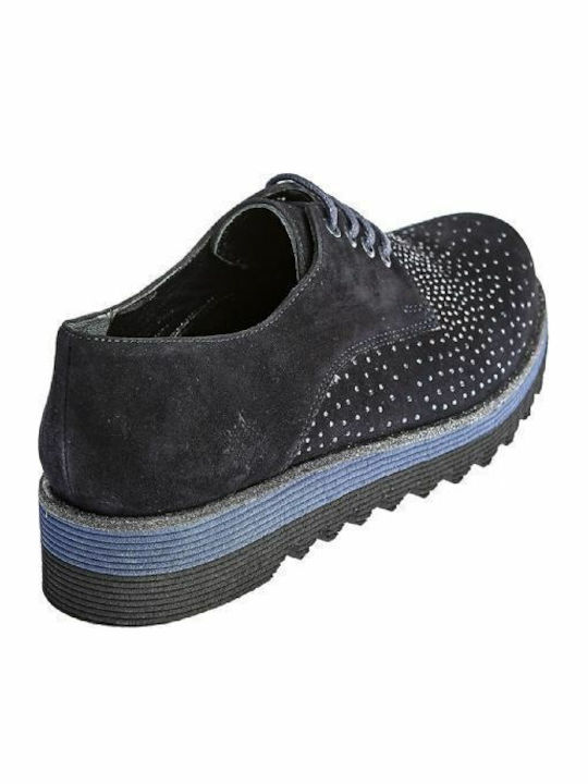 Δερμάτινα Γυναικεία Oxfords σε Μπλε Χρώμα