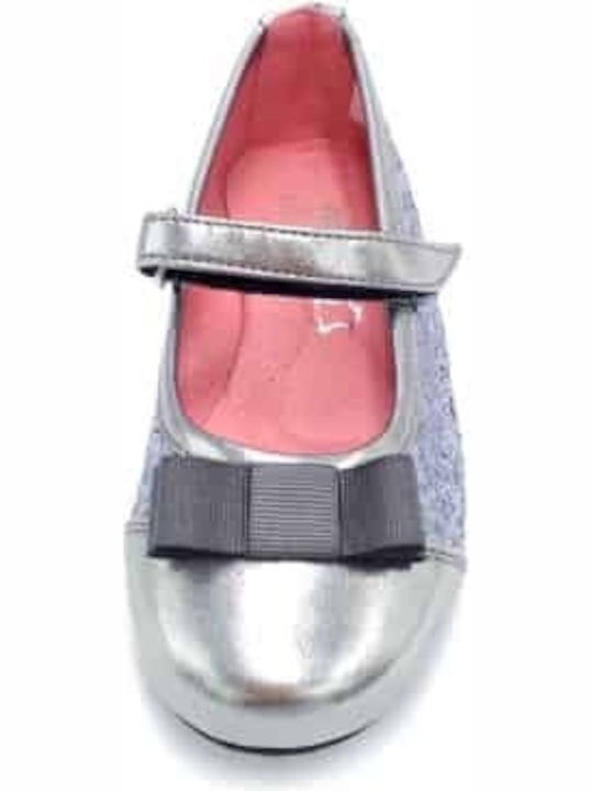 Παιδικές Μπαλαρίνες mit elastischem Gurt Leder Silber