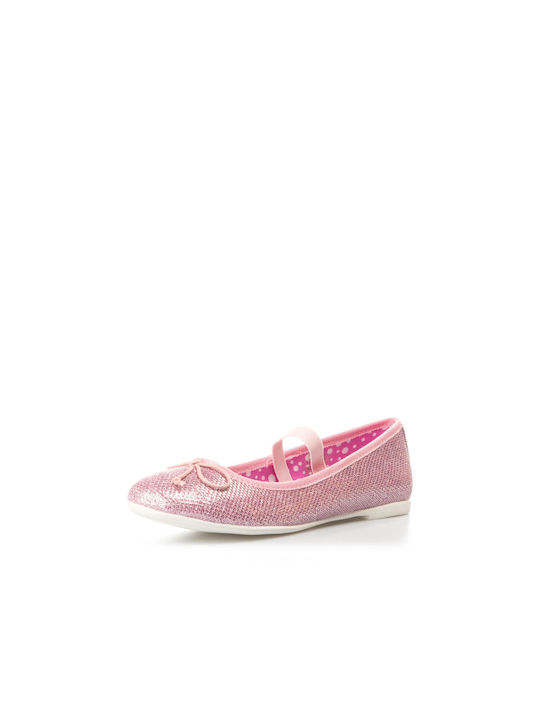 Lulu Balerini copii with Hoop & Loop Closure Leather Pink