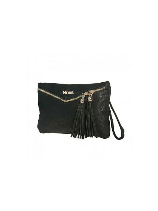 Nines Damen Umschlagtasche Schwarz