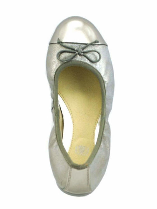 Παιδικές Μπαλαρίνες Einfach Leder Silber Dance Puff